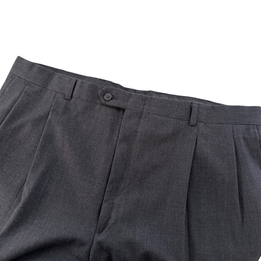 Vintage Christian Dior Men's‎ Dark Gray Wool Pleated Dress Pants 40x28
